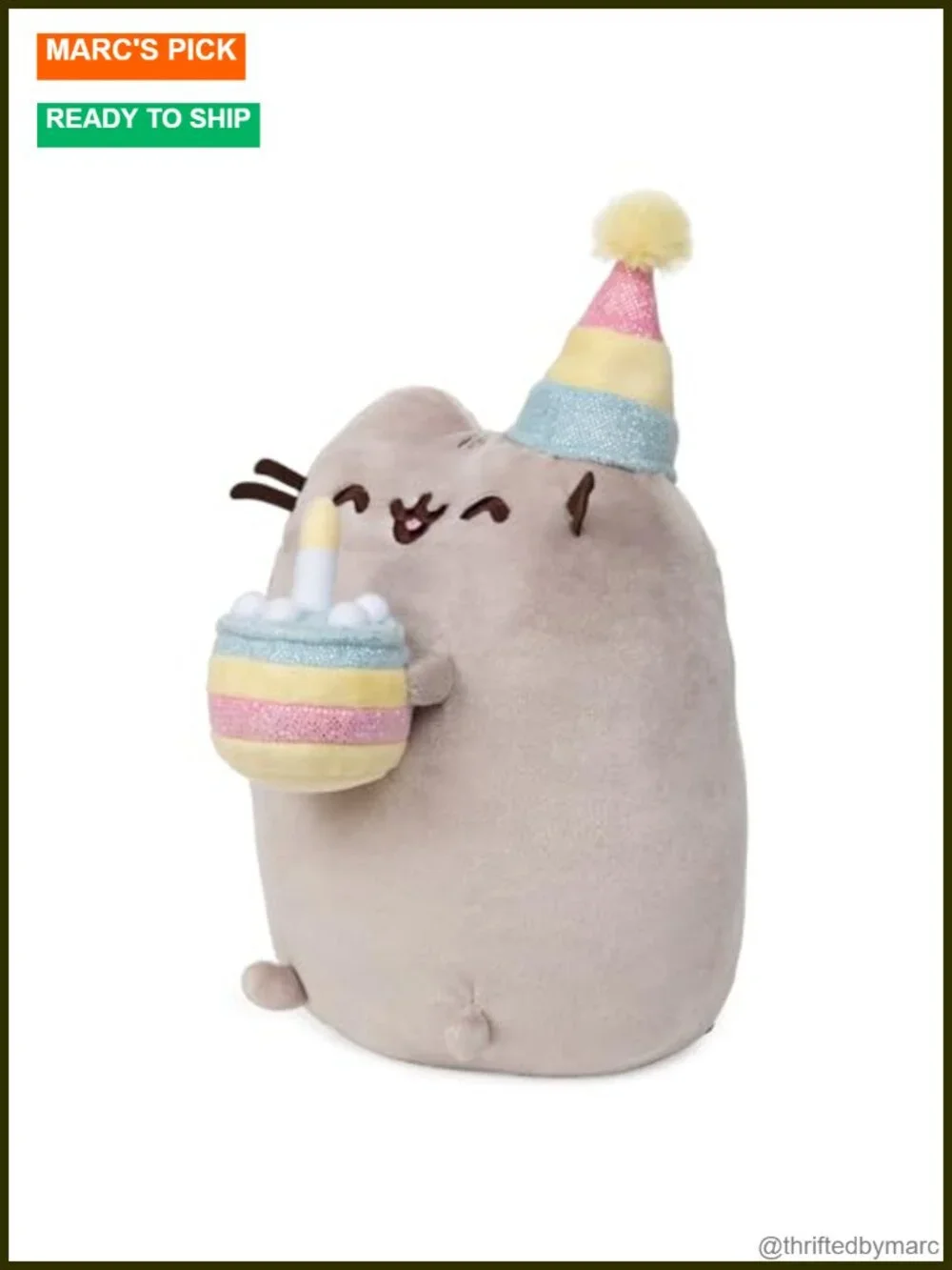 Pusheen Birthday Cake Snackable Plush 9.5in GUND Soft Huggable Kawaii Cat